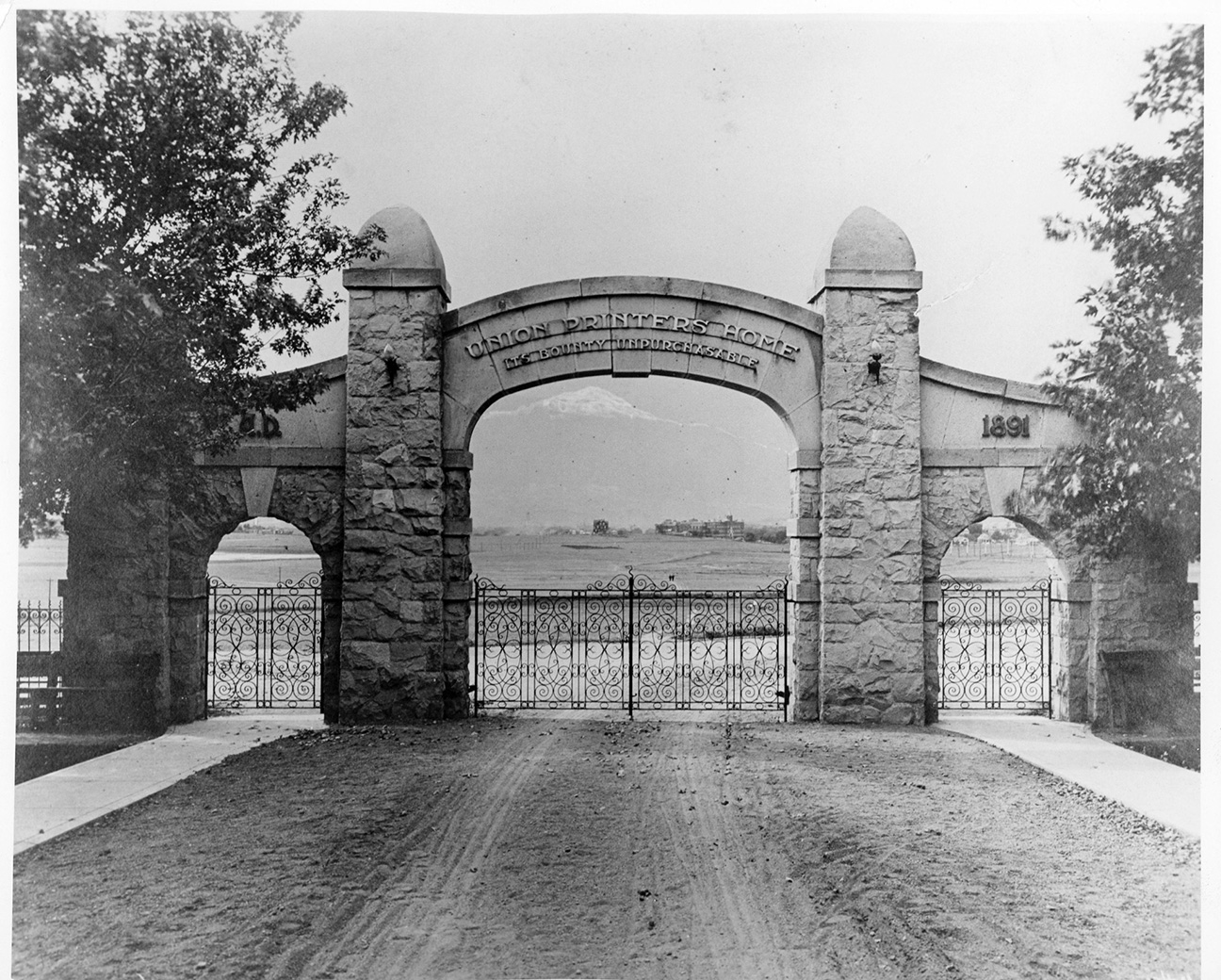 Union Printers Home front gate arch Pikes Peak